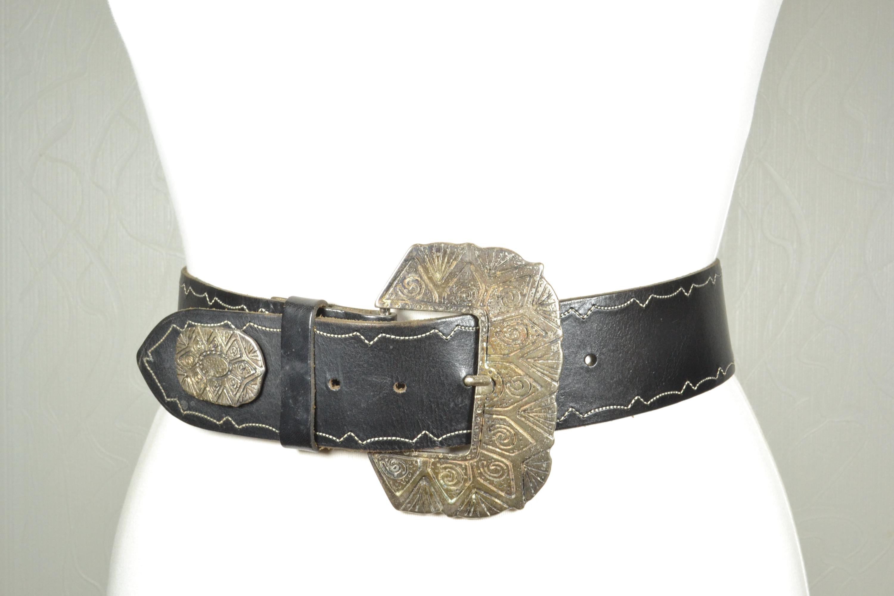 Vintage Boho/Western Black Cord and Silver-Tone Decorative Belt Amazon.com: GORGLITTER Women main image 4