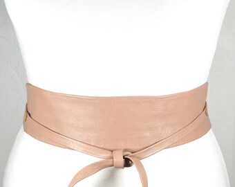 Brede bruine wikkelriem, bruine Obi-riem, kimono-corsetriem