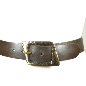 Vintage Wide Dark Brown Leather Belt with Gold Buckle, Genuine Leather Waist Belt for Women, Classic Brown Waist Belt, Elegant Boho Belt