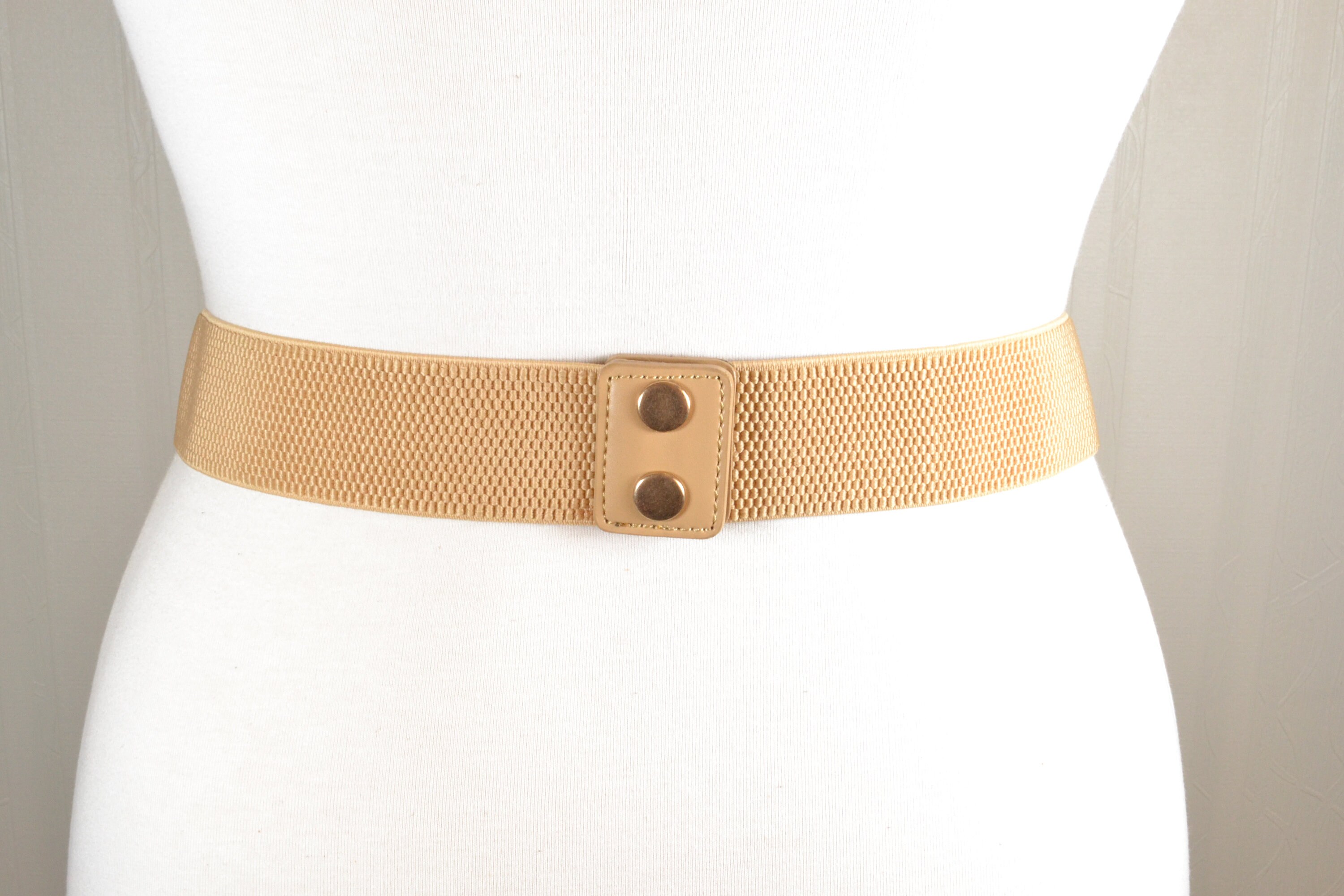 Vintage White Leather Belt Gold Chain Link Interwoven Woven Waist Cinch Rare S Chain White Belts Women main image 3