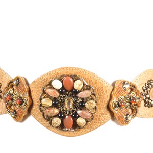 Vintage Multicolor Beaded Wide Waist Belt Boho Statement Festival Dress Belt M Boho Beaded Belt Hippie Festival Tribal Embellished Wide  main image 2