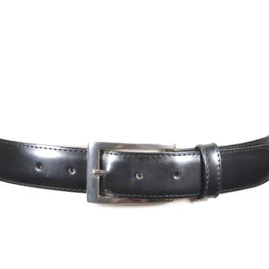 Classic Black Leather Belt for Women, Real Leather Waist Belt with Polished Buckle, Minimalist Belt, Vintage Handmade Black Belt