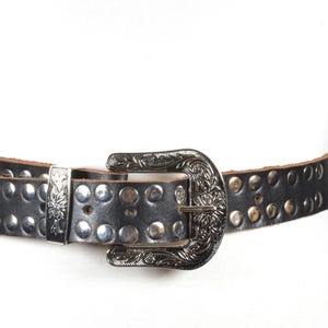 Vintage Tooled Leather Belt for Women, Brown Western Belt 