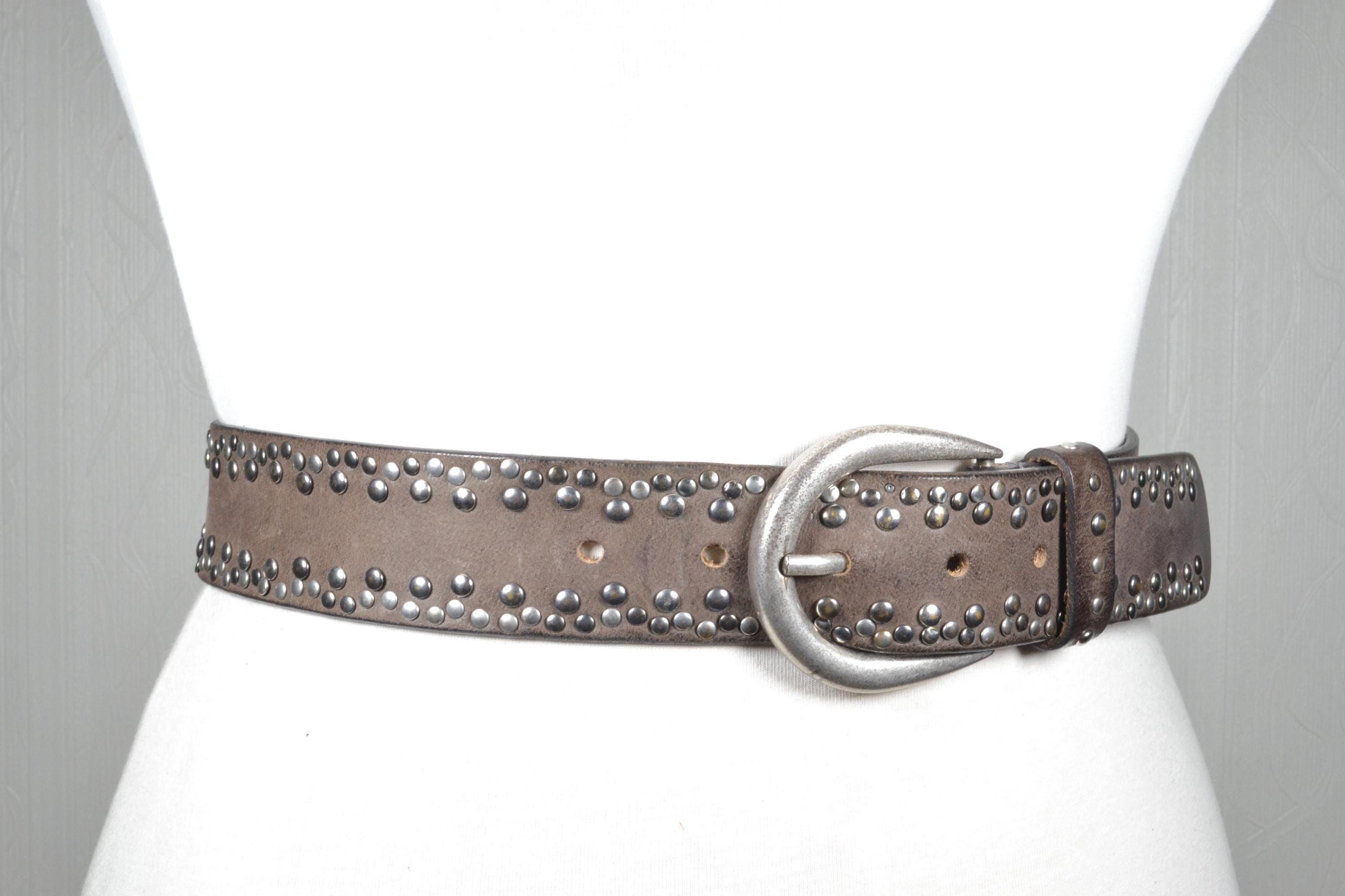 Vintage Silver Buckle Studded Leather Belt 35mm Western Texas Star Studded Belt and Western Buckle 1.5 main image 2