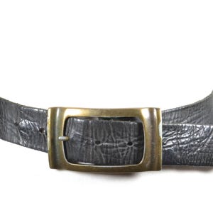 Distressed Black Leather Belt with Chunky Brass Buckle, Vintage Textured Leather Waist Belt for Women, Rustic Western Rodeo Boho Belt