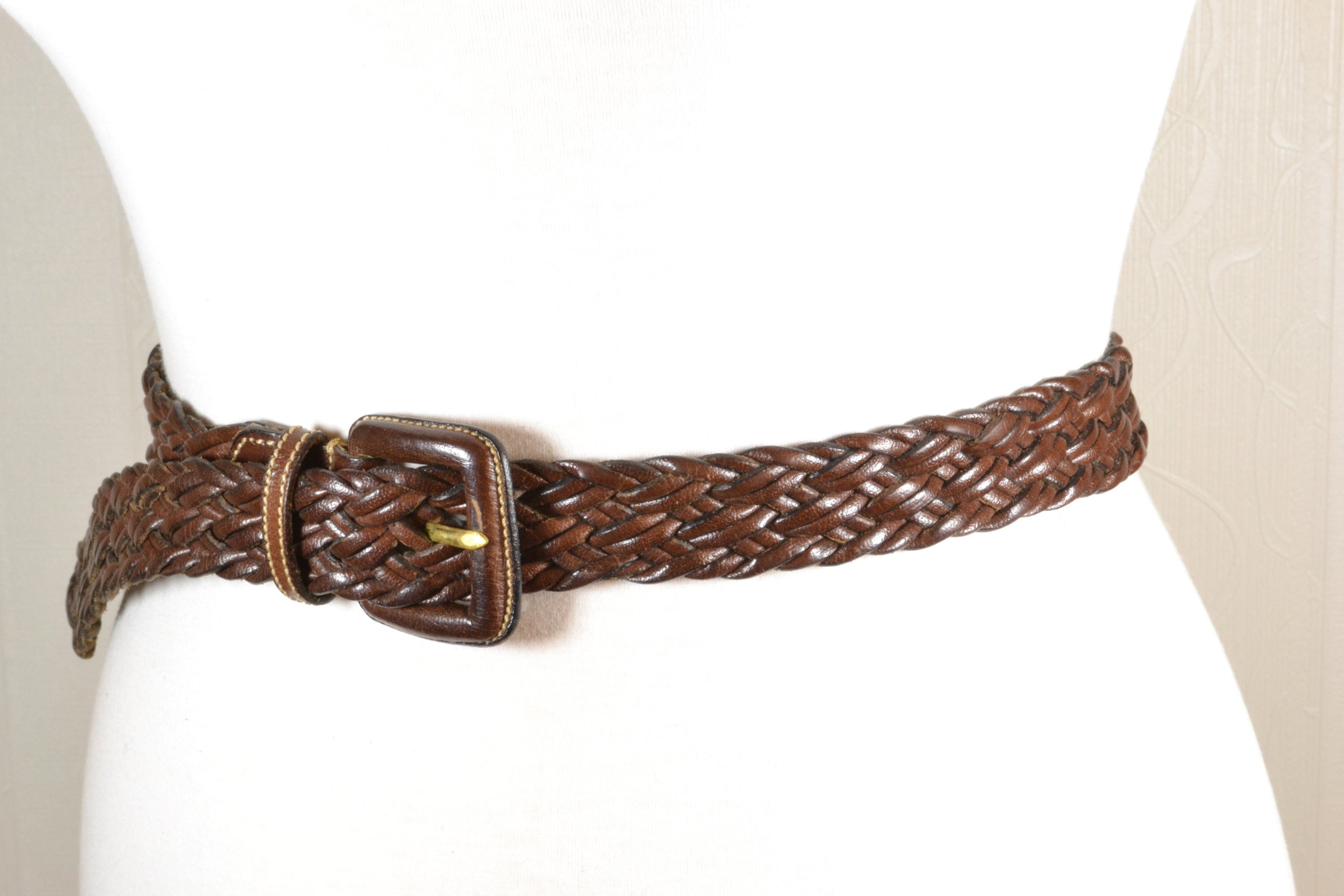 Capezlo vintage ML woven braided dark brown leather belt women boho western #5 Women main image 4