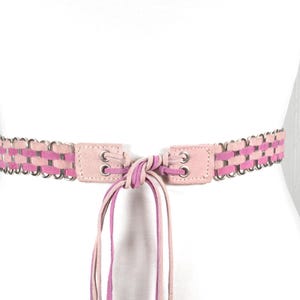 Gray Suede Belt, Gray Beaded Tie Belt, Handmade Tribal Tie  display picture 1
