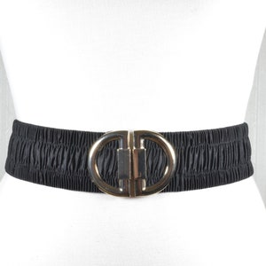 Black Stretchy Belt with Gold Buckle