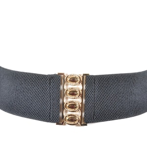 Women&#39;s Belt, Black Stretchy Belt, Black Corset Belt, Black Stretchable Textured Belt, Wide Stretch Waist Band Clasp Buckle