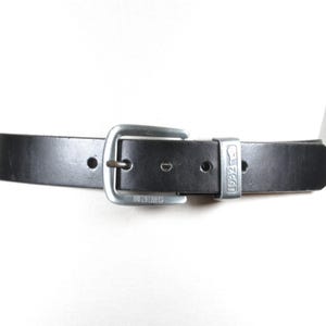 Classic Black Leather Belt with silver buckle, Black jeans belt men and women Mustang jeans