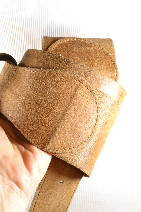 Vintage Brown Leather Corset Belt With Round Brass Buckle - Etsy display picture 1