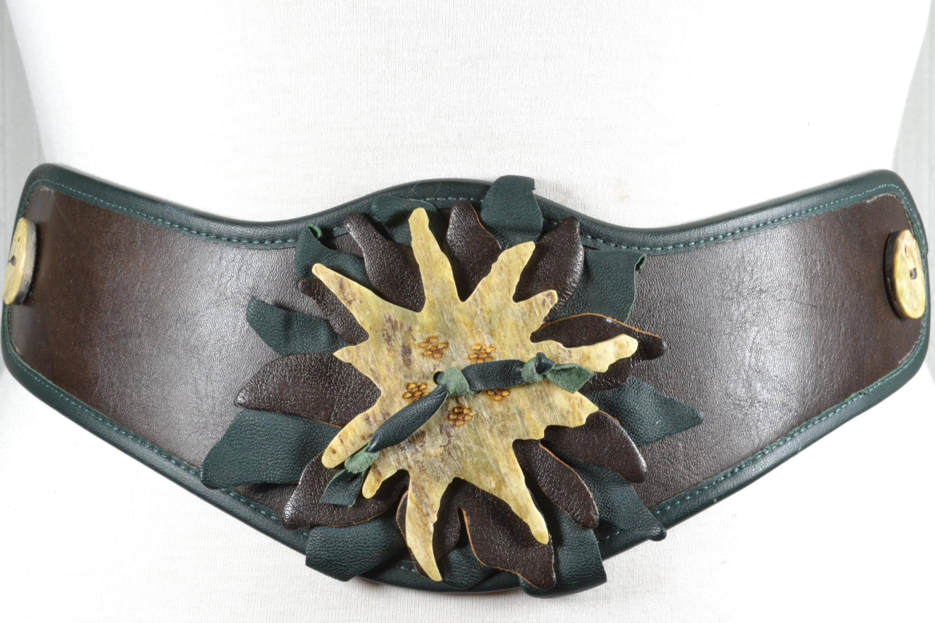 Never WornVintage Sellier Leather Corset Belt Handmade France Brass Buckle 85/34 Leather Underbust Corset Belt – French Meadows main image 3