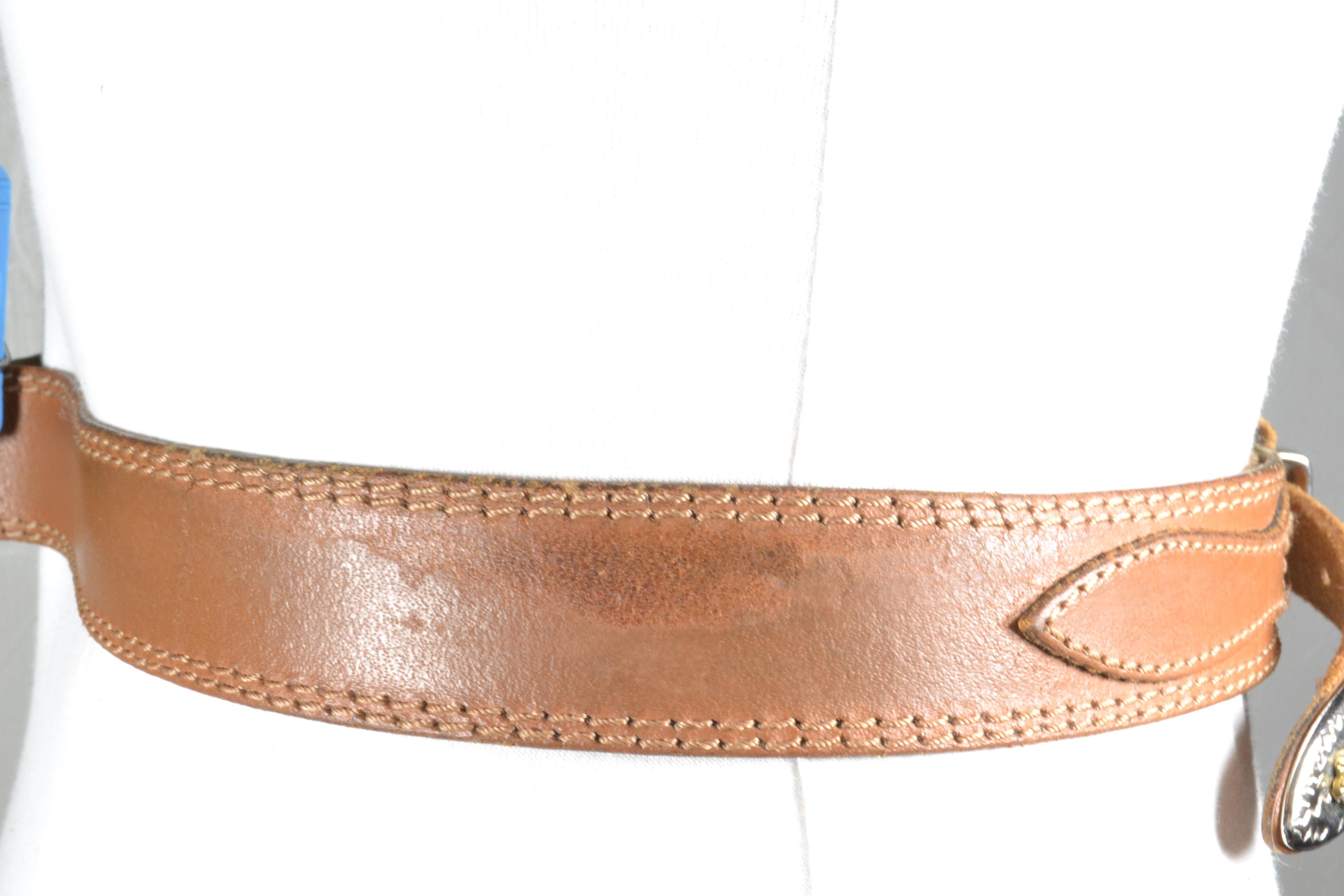 Early 2000\'s Brown Western Rodeo Layered Leather Silver Clasp Belt S / 27 Luxury RODEO belt | Golden & Embossed Calf | SILVER OSTRICH main image 4