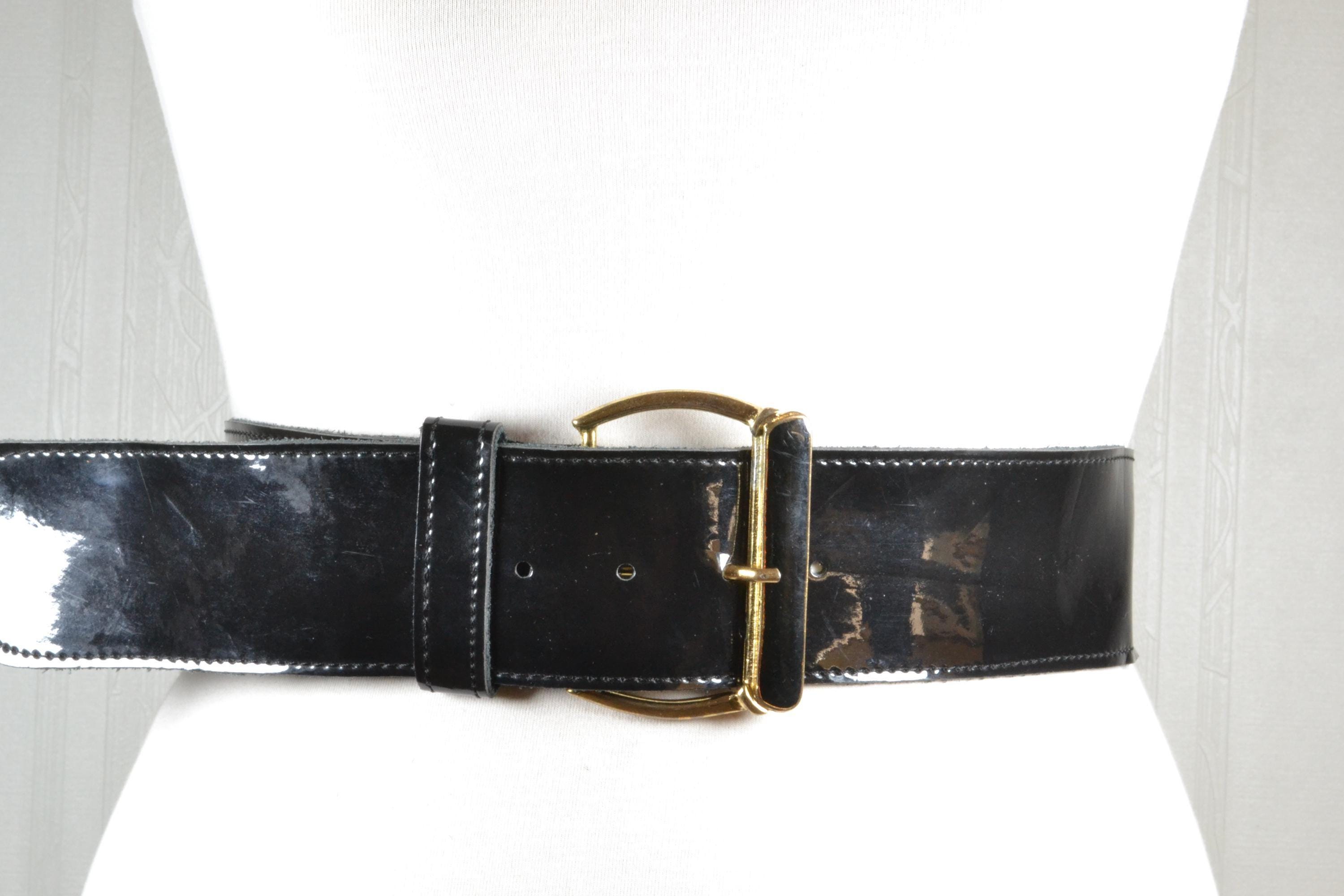 Vintage 80s Dame Patent Leather Ornate Maximalist Black Mixed Metal Waist Belt M Maximalist Belt - Etsy main image 3