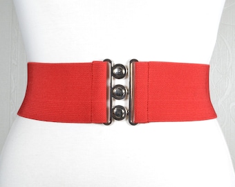 Vintage Red Elastic Belt for Women, Stretchy Corset