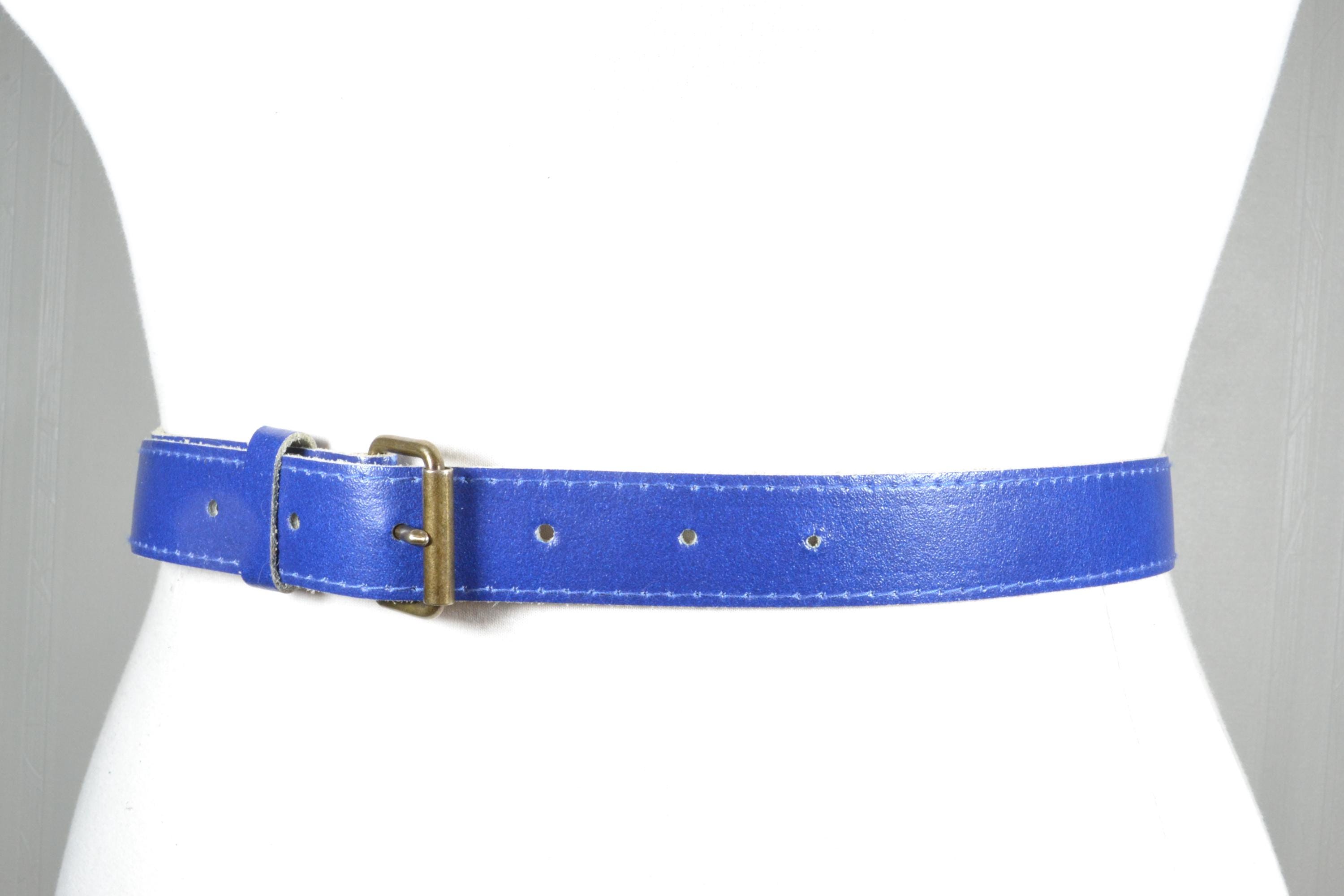 Vintage Navy Blue Belt with Gold Buckle, Cloth Material Amazon.com: Concitor Reversible Belt Bonded Leather  main image 3