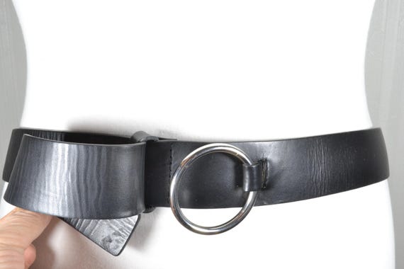 Western Wide Black Leather Belt With Ring Buckle - Etsy display picture 1