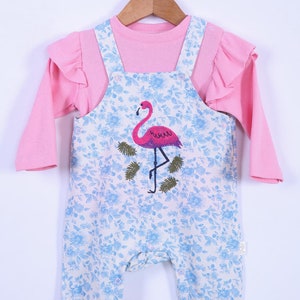Babyhola Bayramlık Kız Bebek Çocuk Flamingo Bayramlık Salopet Badi Takım 23388