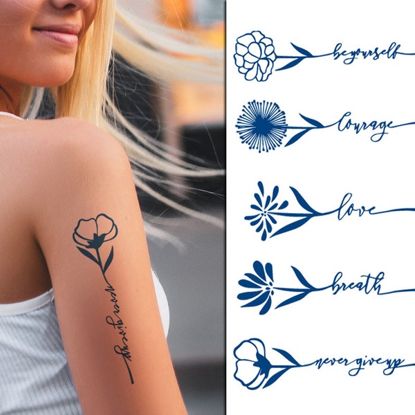 Temporäre Tattoos FlowerText