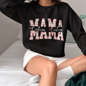 Custom Mama Shirt with Children Name, Mama Long Sleeve Shirt, Mama Valentine Shirt, Hearts in Mama, Gift for Mama, Mama Shirt, Gift for Mom