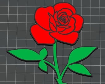 Mother's Day Rose for Mom with "Mom" printed on the stem - Digital STL File for 3d printing