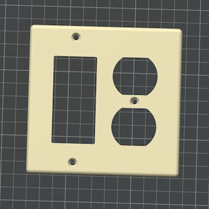 2 gang switch plate cover, 1 rocker + 1 outlet  - STL file for 3D printing