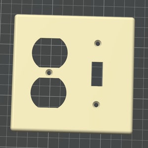 May include: A white electrical outlet cover with two outlets and a single light switch.