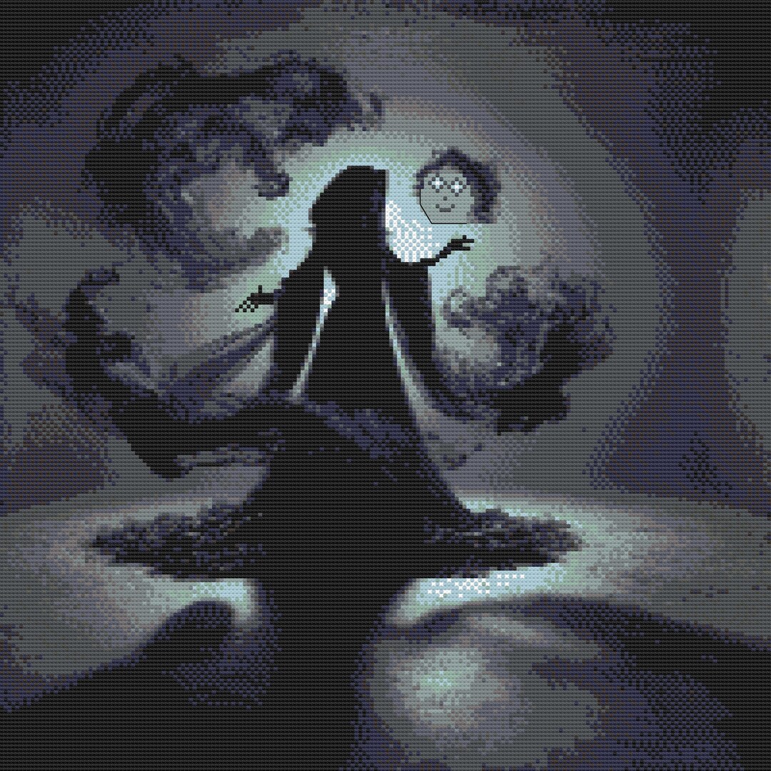 Shadow Stitch Pattern Shadow Witch Cross-stitch Pattern – Dark Elegance in 200x200 Stitches ...