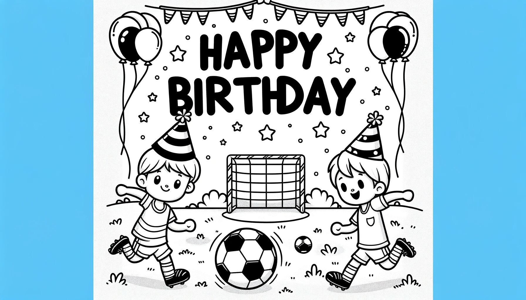 Happy Birthday Soccer Themed Coloring Page - Etsy