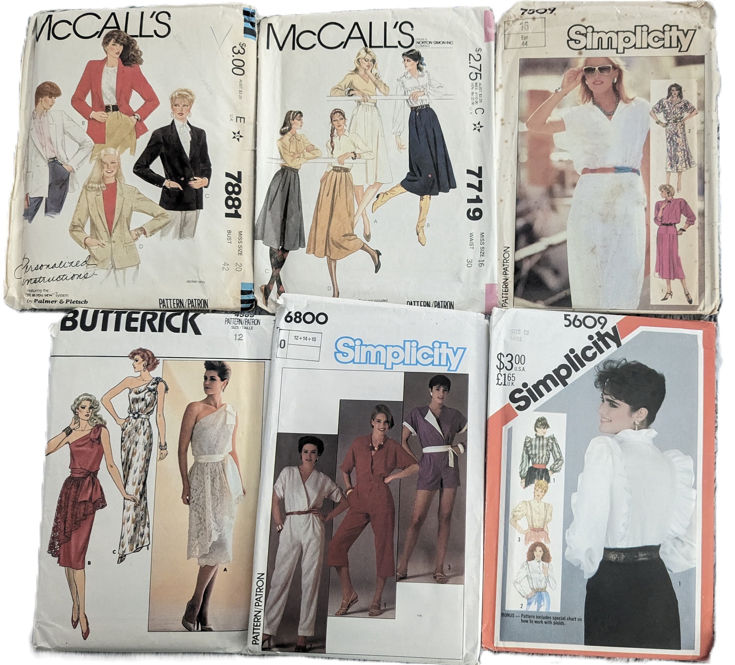U Pick Vintage 1980s Sewing Patterns Simplicity 7509 6800 8300  5138 9890 8387 7481 MCcalls 7881 7719 Butterick 6987 4317 Vogue 8079