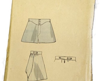 Free Ship CIRCA 1940S UNPRiNTED CoMPLETE ViNTAGE SeWING PaTTERN HoLLLYWOOD 690 34 IN MeNS SHORTS