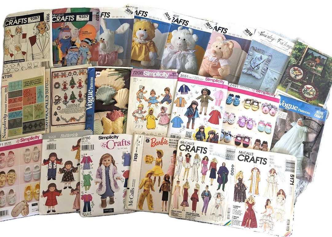UC Doll Craft Sewing Pattern Simplicity 2613 7208 2471 2491 4726 6144 ...