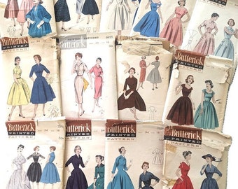 1950s Gorgeous Rockabilly Vintage Sewing Pattern Butterick 8710 5736 McCalls 6709 9651 Advance 5947 Simplicity 3700 4679 1230