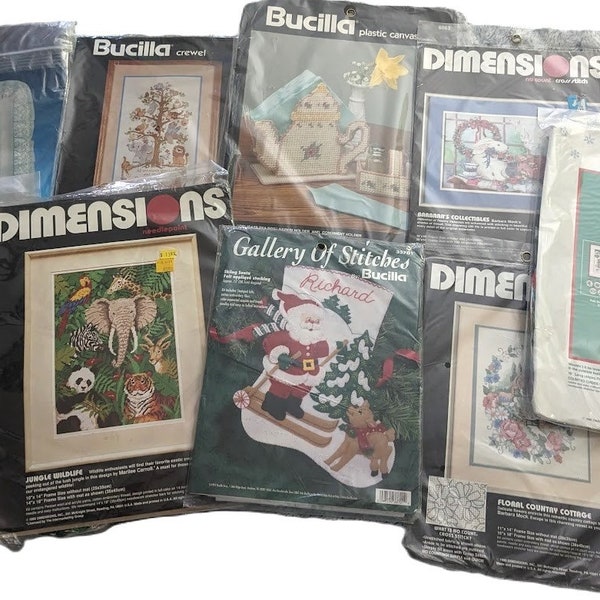 Cross-stitch Needlepoint Plastic Canvas Kits Christmas Stocking Bucilla Dimensions Precious Moments Candamar