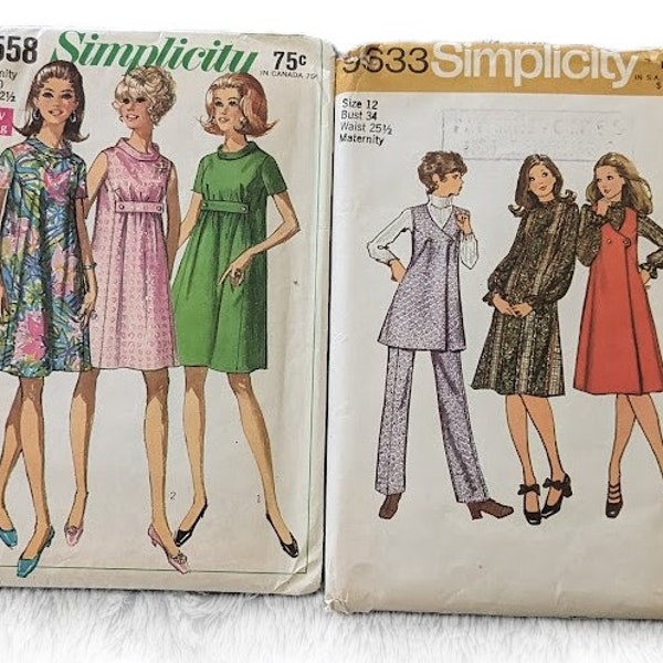 U Pick Vintage Maternity Sewing Patterns Simplicity 9533 9530 7558 7652 9605 4994 6050