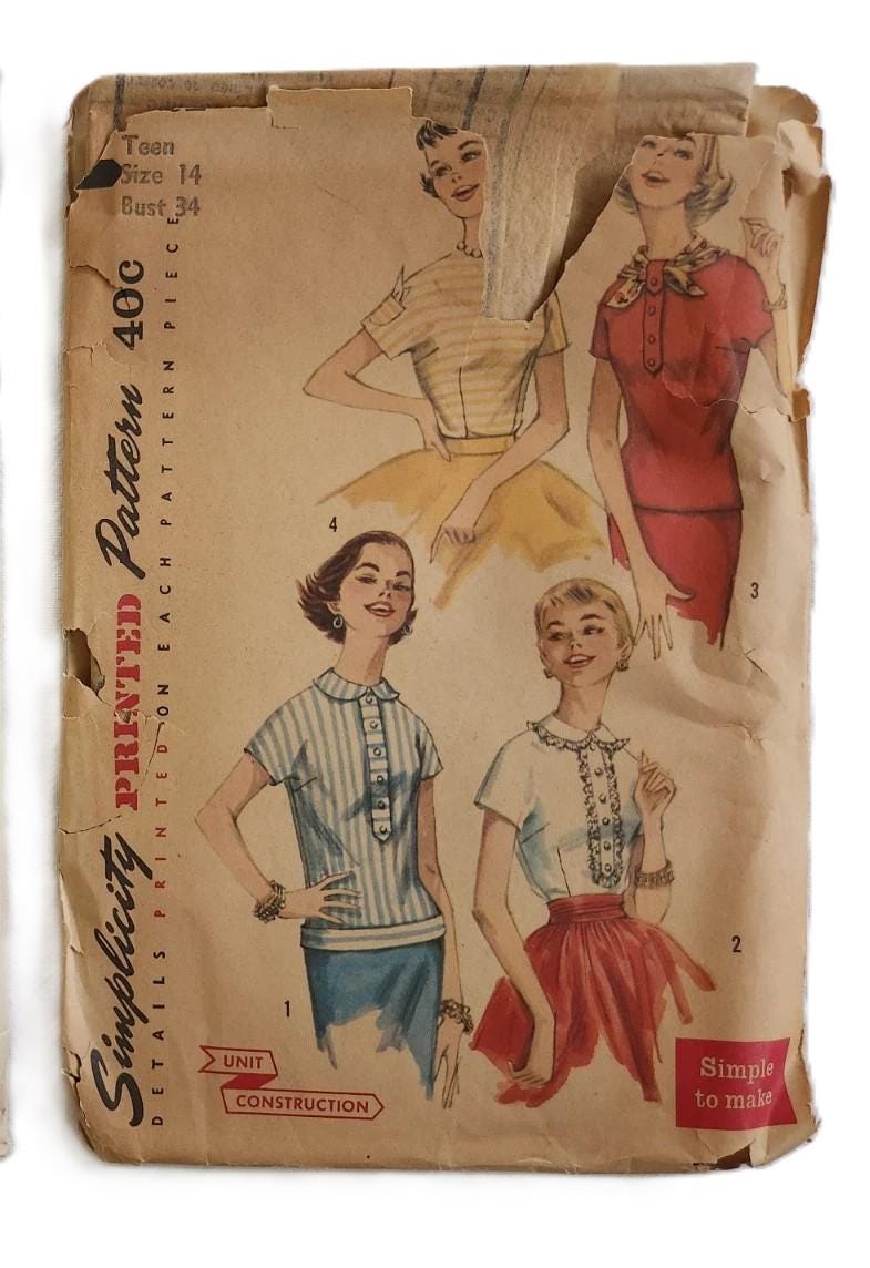 1940s/50 Vintage Sewing Pattern Simplicity 6417 3841 1782 2192 8457 ...