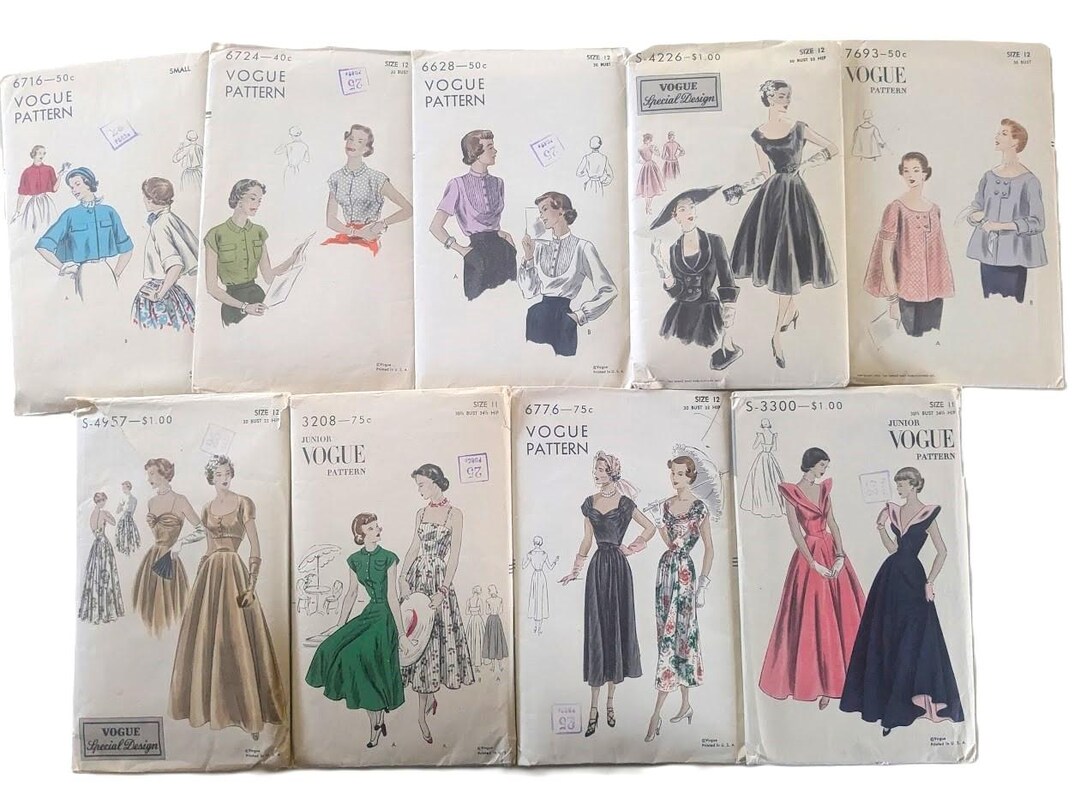 Vintage 1940/50s Sewing Pattern Vogue 3300 4226 6776 4957 6716 6724 ...