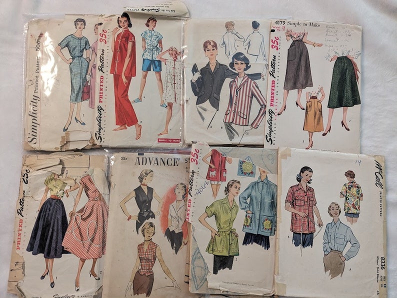 U Pick 1950s Vintage Sewing Patterns Complete Simplicity 1847 1886 1685 4971 McCall 5262 8336 3941 8586 Some Plus Size image 1