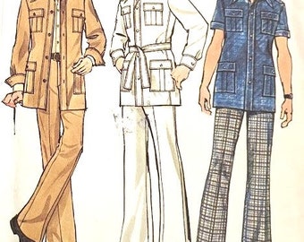 Size 38 or 44 uncut vintage 1970s  mens sewing pattern Simplicity 6887 Unlined Jacket and Pants