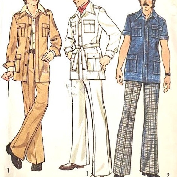 Size 38 or 44 uncut vintage 1970s  mens sewing pattern Simplicity 6887 Unlined Jacket and Pants