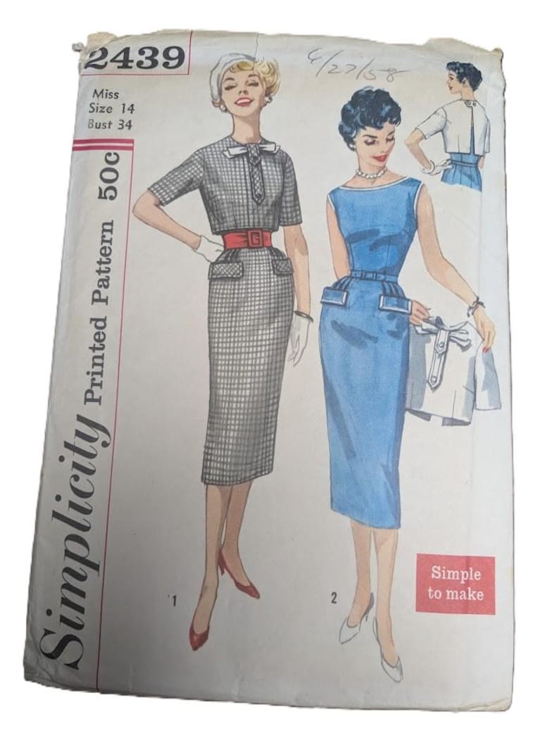 1940s/50 Vintage Sewing Pattern Simplicity 6417 3841 1782 2192 8457 ...