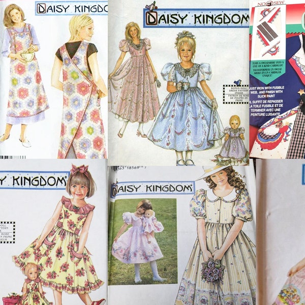 Vintage Daisy Kingdom Gunne Sax  Items Apron Childrens Dress Doll Sewing Patterns, Fabric,