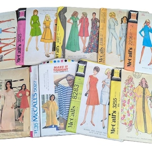 Uncut Vintage 1960s/70s Sewing Pattern McCalls 2206 3025 9573 3377 2338 4631 5027 8238 3255 Simplicity 6271