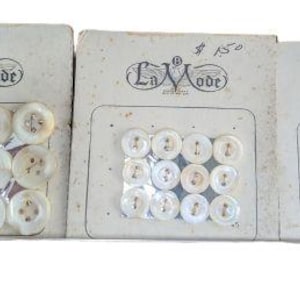 LaMode Botões Antigos/Vintage Novidade Branco Perolado Iridescente 3 Cartões