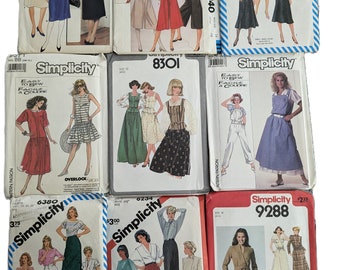 Uncut U Pick FF Simplicity 7436 8571 6245 6380 5584 6234 9288 McCalls 8240 Butterick 6095 Vintage 1980s Sewing Pattern