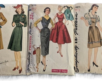 Complete 1940s/1950s Vintage Sewing Pattern Simplicity 4871 1235 1380 2897