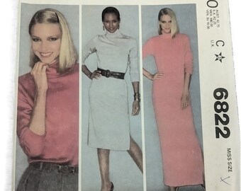 FREe SHiP Large 18/20 B40-42 UNCUT FF 1970s Vintage Sewing Pattern McCalls 6822  knit Dress or Top turtleneck Collar   boHO RETRO