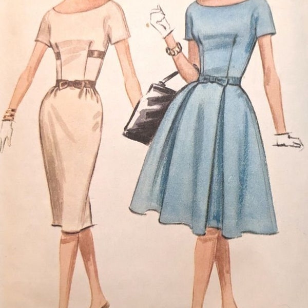 COMPLETE 1960s Vintage Sewing Pattern McCalls 6396 Full Skirt or Slim cut Dress