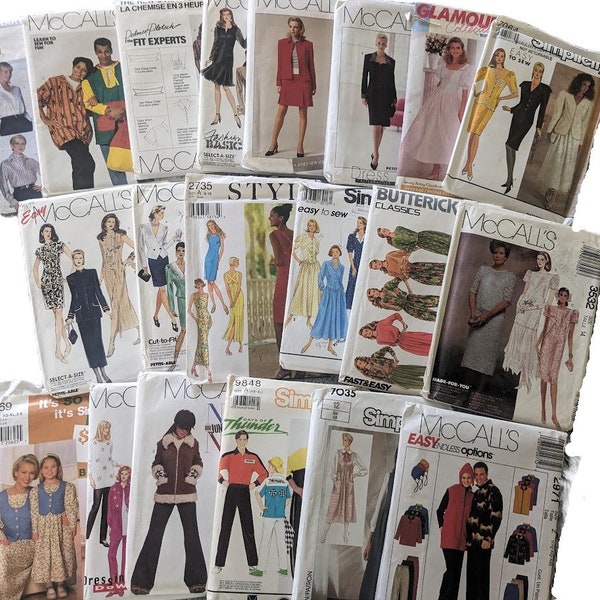 1990s Vintage Sewing Patterns McCalls 5815 7942 2294 2971 7035 6796 6529 2471 9378 3532 64746 6939 Simplicity 7769 7064 8006 9848 7035