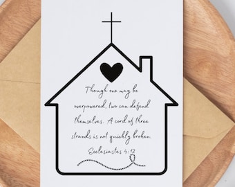 Scripture card for Valentine's day, wedding, engagement, anniversary, Ecclesiastes 4:12 Bible verse for Christian couples